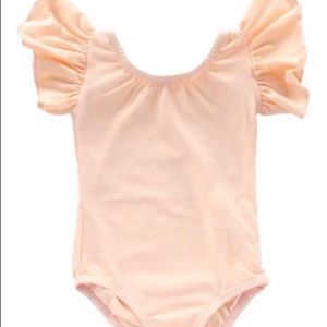 Girls Peach flutter sleeve leotard dance gym